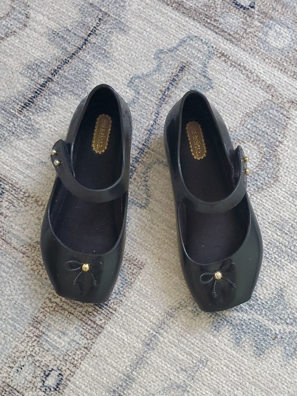 Mini Melissa Girls Black Jelly Mary Jane Ballet Flats Shoes Sz9
